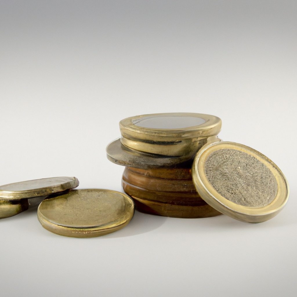 Coins, realistic, photo, high detail, Euros, shiny, clean, warm lighting, few objects